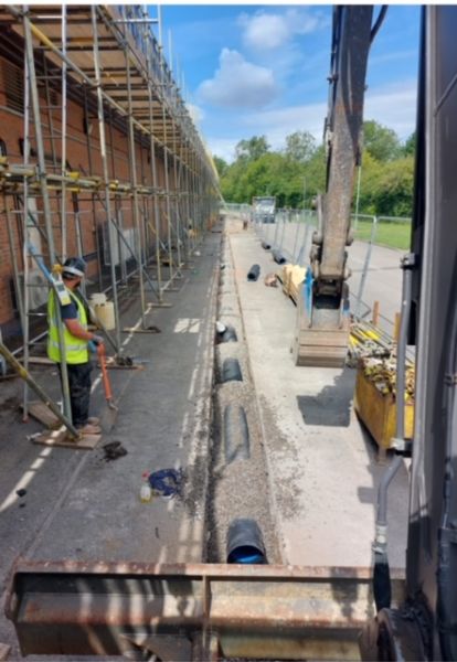 Ground Works to allow for new Siphonic Gutters and Downpipes to a commercial property in North Yorkshire.: Swipe To View More Images